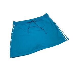 Vintage 1990s 90s Women's Extra Large Blue White Stripe Drawstring Tennis Skirt